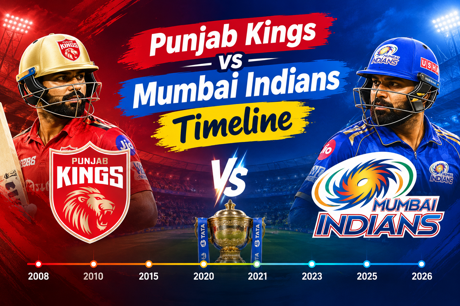 Punjab Kings vs Mumbai Indians Timeline